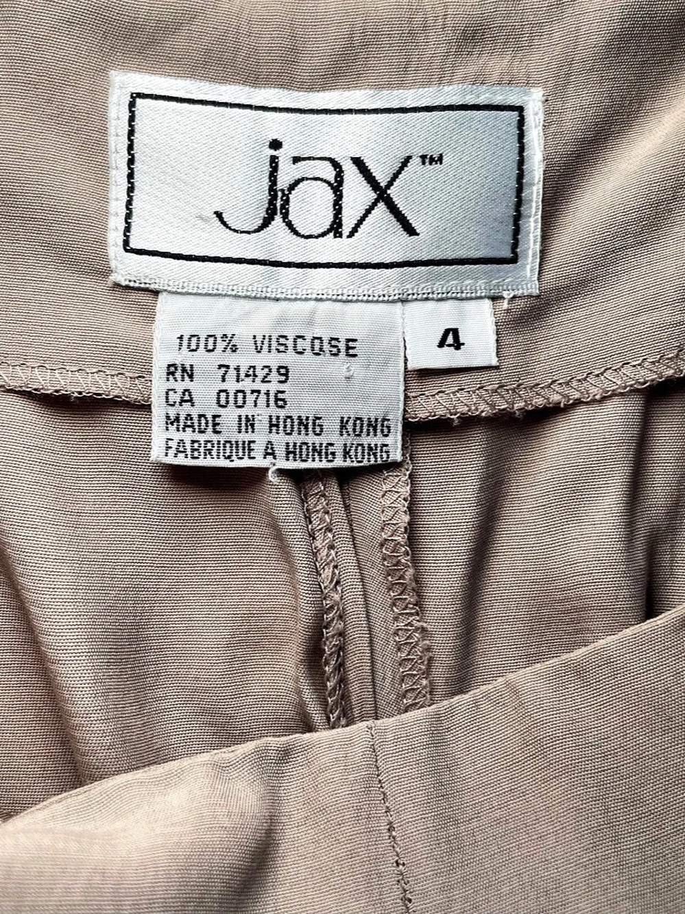 Vintage 90s JAX Mr Jax Taupe High Rise Wide Leg Viscose Pants Sz 4 - Picture 6 of 8